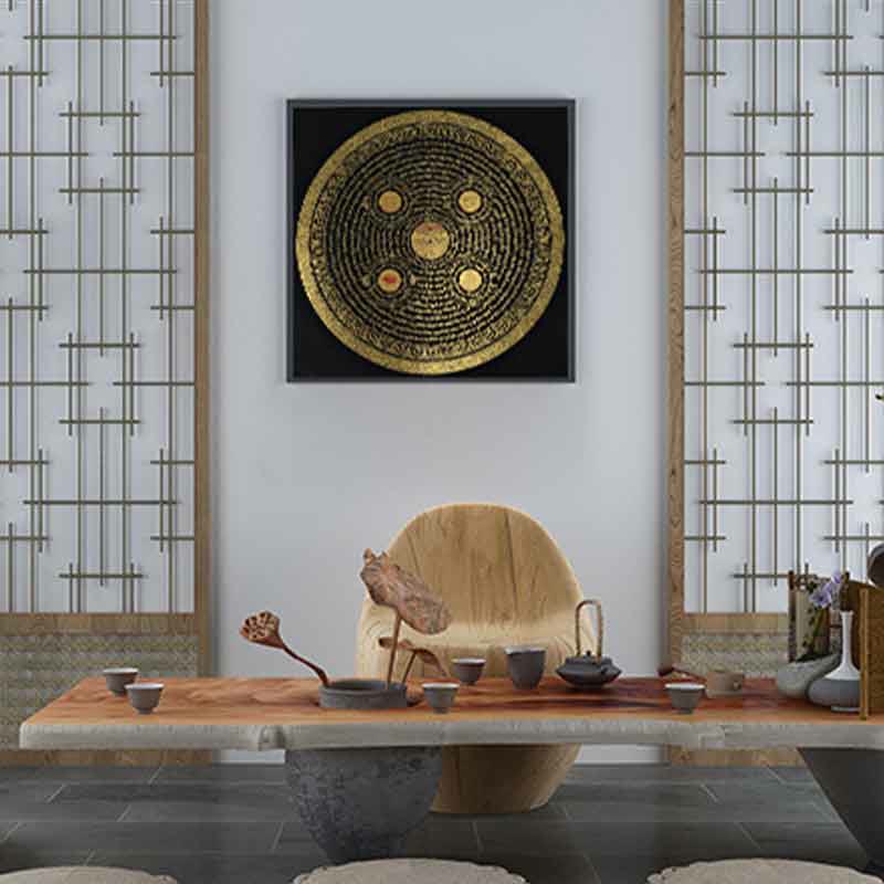 Pintura Thangka tibetana con Buddha Stones , escritura Om Mani Padme Hum, decoración hecha a mano (estilo aleatorio)