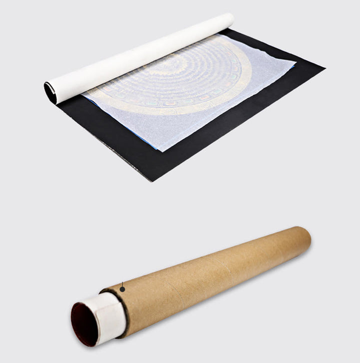 Pintura Thangka tibetana con Buddha Stones , escritura Om Mani Padme Hum, decoración hecha a mano (estilo aleatorio)