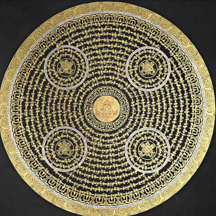 Pintura Thangka tibetana con Buddha Stones , escritura Om Mani Padme Hum, decoración hecha a mano (estilo aleatorio)