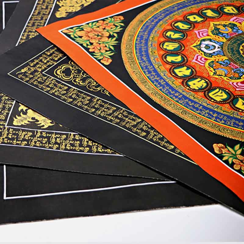 Pintura Thangka tibetana con Buddha Stones , escritura Om Mani Padme Hum, decoración hecha a mano (estilo aleatorio)