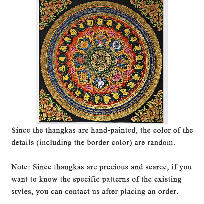 Pintura Thangka tibetana con Buddha Stones , escritura Om Mani Padme Hum, decoración hecha a mano (estilo aleatorio)