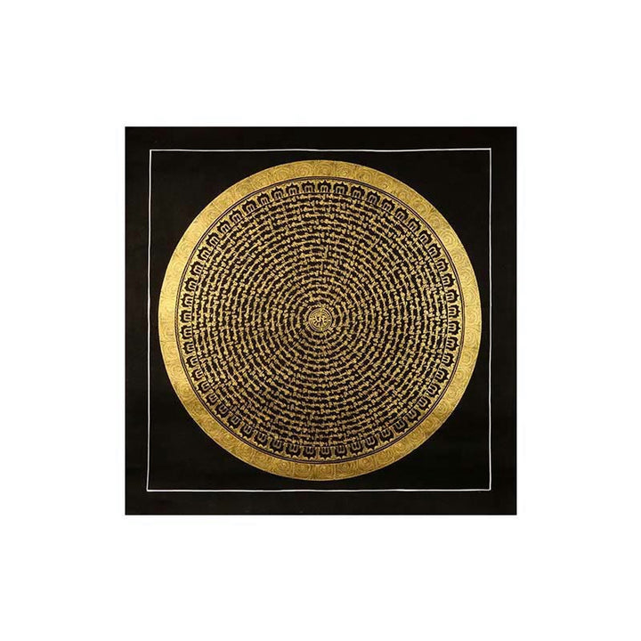 Pintura Thangka tibetana con Buddha Stones , Om Mani Padme Hum, dragón, fénix, escritura, decoración hecha a mano (estilo aleatorio)