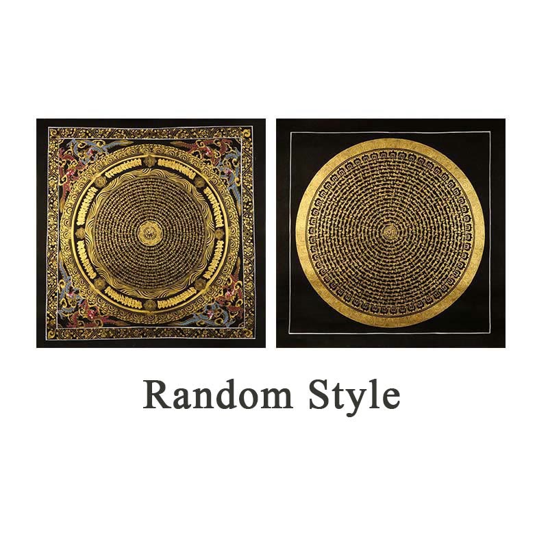 Pintura Thangka tibetana con Buddha Stones , Om Mani Padme Hum, dragón, fénix, escritura, decoración hecha a mano (estilo aleatorio)