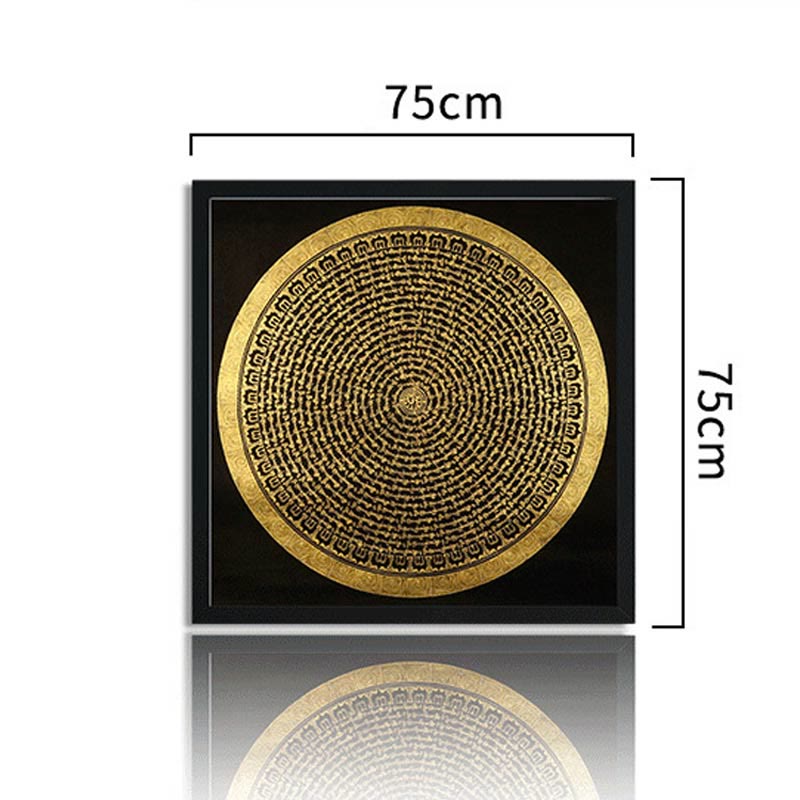 Pintura Thangka tibetana con Buddha Stones , Om Mani Padme Hum, dragón, fénix, escritura, decoración hecha a mano (estilo aleatorio)