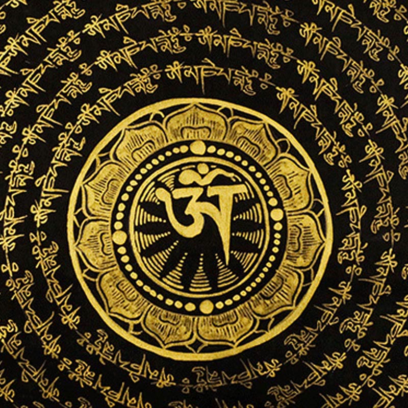 Pintura Thangka tibetana con Buddha Stones , Om Mani Padme Hum, dragón, fénix, escritura, decoración hecha a mano (estilo aleatorio)