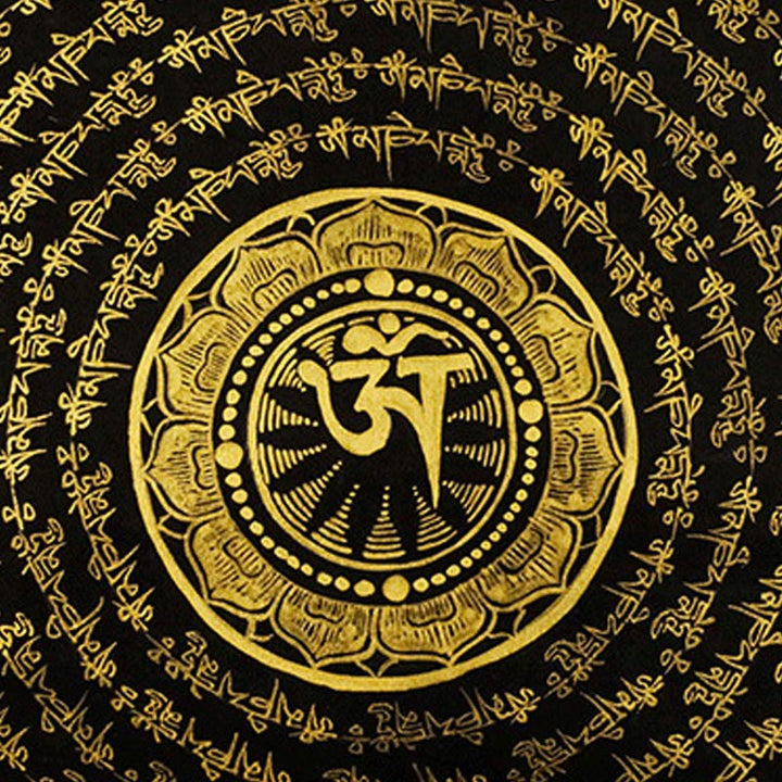 Pintura Thangka tibetana con Buddha Stones , Om Mani Padme Hum, dragón, fénix, escritura, decoración hecha a mano (estilo aleatorio)