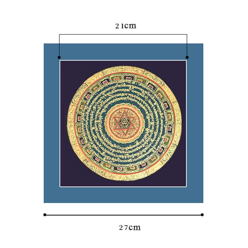 Caja ciega hecha a mano con Buddha Stones, pintura tibetana Thangka, escritura de las Seis Palabras Verdaderas (estilo aleatorio)