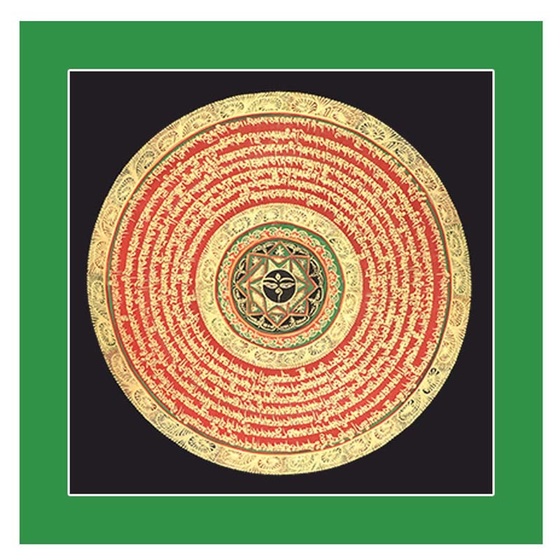 Caja ciega hecha a mano con Buddha Stones, pintura tibetana Thangka, escritura de las Seis Palabras Verdaderas (estilo aleatorio)