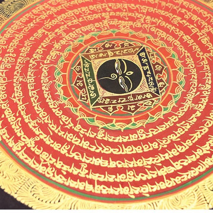 Caja ciega hecha a mano con Buddha Stones, pintura tibetana Thangka, escritura de las Seis Palabras Verdaderas (estilo aleatorio)