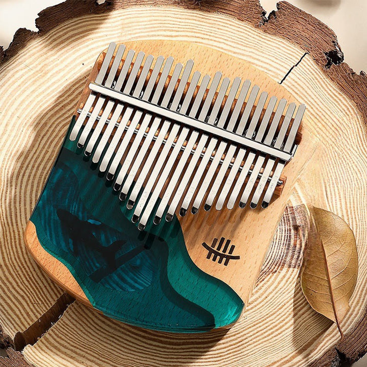 Kalimba Buddha Stones de 17/21 teclas, piano de pulgar de madera de haya, diseño de ballena azul de aguas profundas, piano de dedo portátil