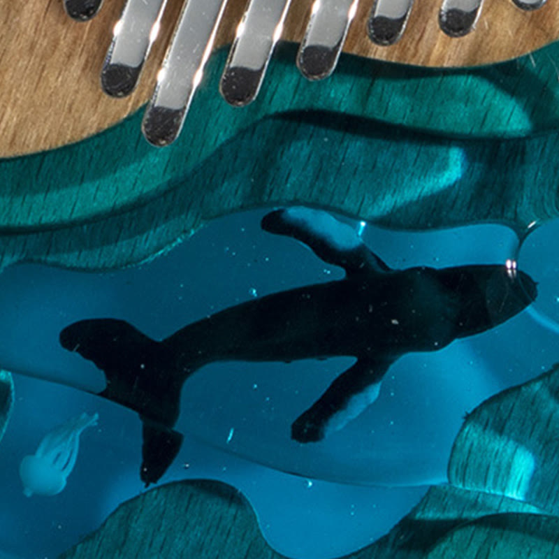 Kalimba Buddha Stones de 17/21 teclas, piano de pulgar de madera de haya, diseño de ballena azul de aguas profundas, piano de dedo portátil