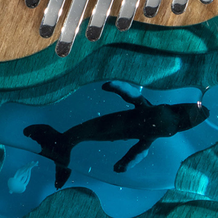 Kalimba Buddha Stones de 17/21 teclas, piano de pulgar de madera de haya, diseño de ballena azul de aguas profundas, piano de dedo portátil