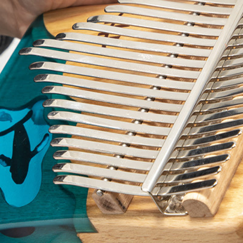 Kalimba Buddha Stones de 17/21 teclas, piano de pulgar de madera de haya, diseño de ballena azul de aguas profundas, piano de dedo portátil