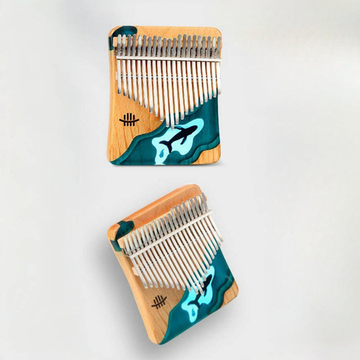 Kalimba Buddha Stones de 17/21 teclas, piano de pulgar de madera de haya, diseño de ballena azul de aguas profundas, piano de dedo portátil