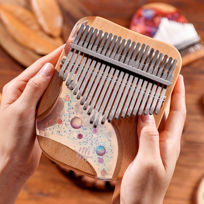 Kalimba Buddha Stones de 17/21 teclas, piano de pulgar de madera de haya, piano de dedo portátil Planet Universe