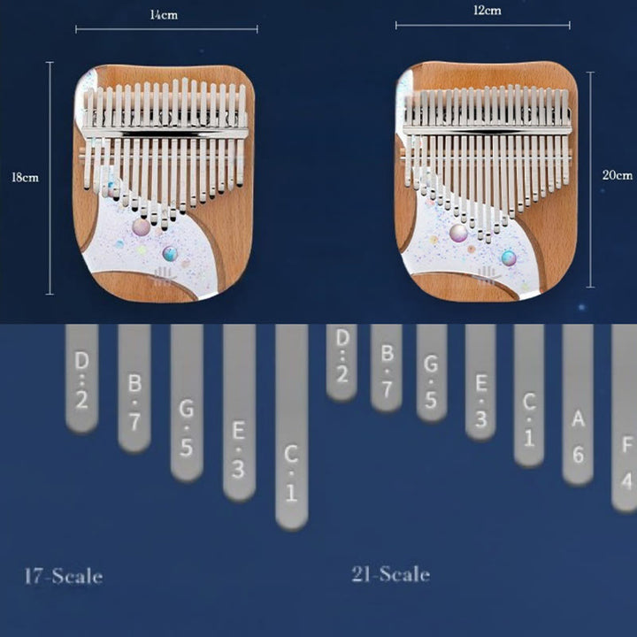 Kalimba Buddha Stones de 17/21 teclas, piano de pulgar de madera de haya, piano de dedo portátil Planet Universe