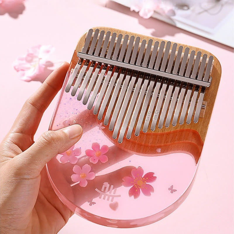 Kalimba Buddha Stones de 17/21 teclas, piano de pulgar de madera de haya y cerezo rosa, piano de dedo portátil