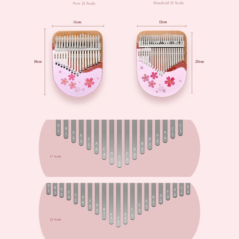 Kalimba Buddha Stones de 17/21 teclas, piano de pulgar de madera de haya y cerezo rosa, piano de dedo portátil