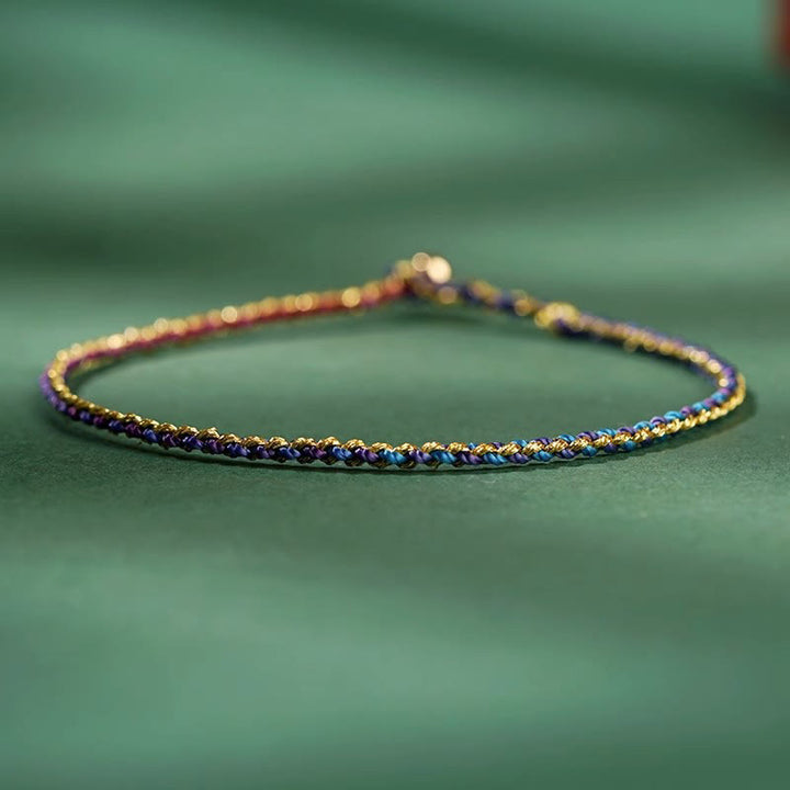 Pulsera trenzada extrafina con cuentas de moneda de la suerte y cuerda colorida de Buddha Stones