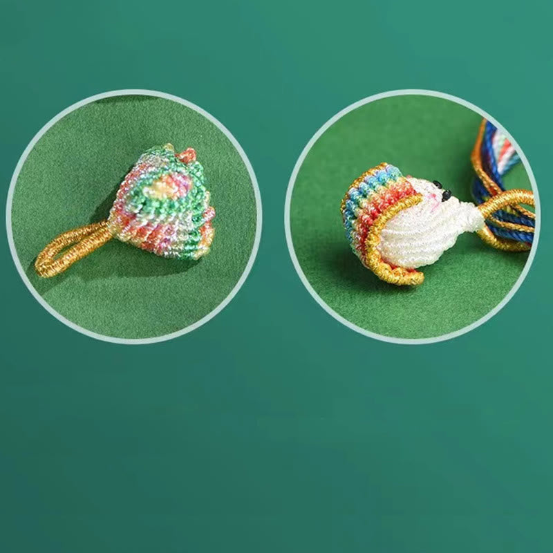 Pulsera trenzada zongzi con nudo de flor de durazno y cuerda colorida de Buddha Stones