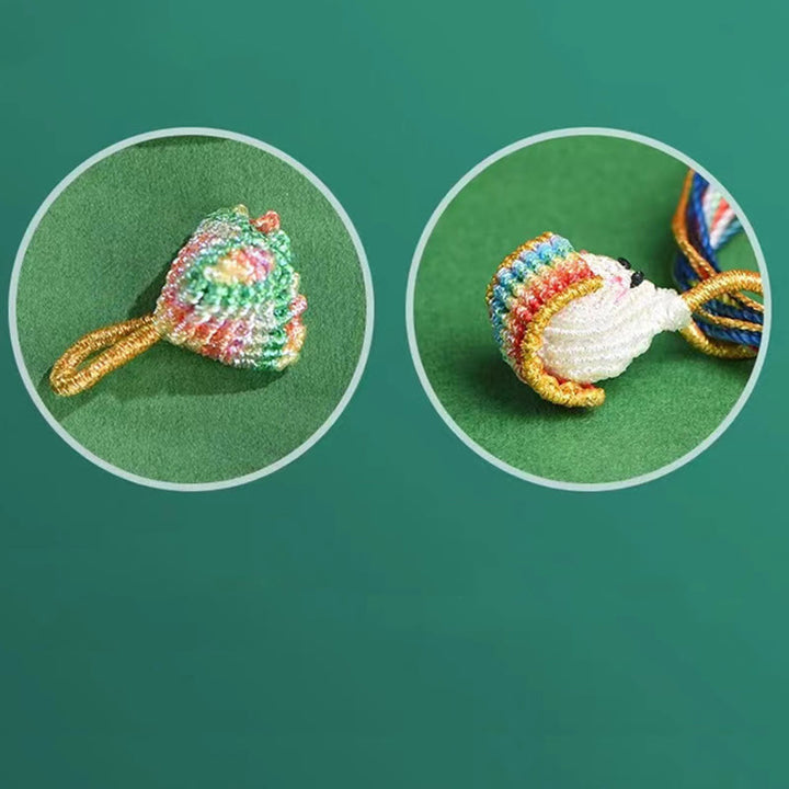 Pulsera trenzada zongzi con nudo de flor de durazno y cuerda colorida de Buddha Stones