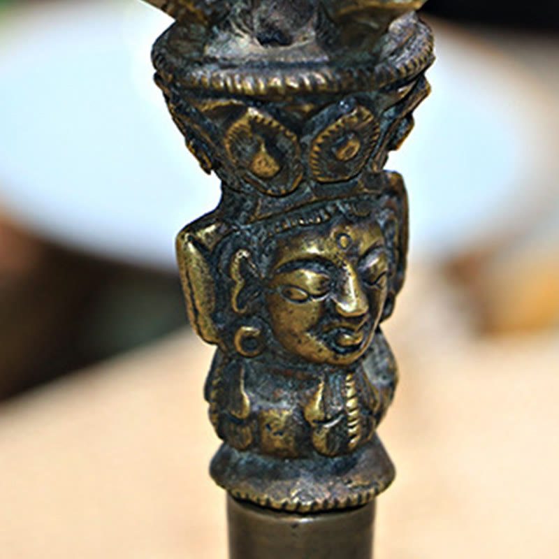 Buddha Stones de 2 campanas de meditación tibetanas hechas a mano y dorje Vajra de cobre para decoración de fuerza.