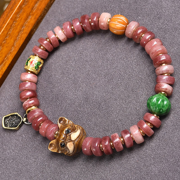 Pulsera de la suerte con cuentas de sangre morada de hueso de camello tibetano natural de Buddha Stones