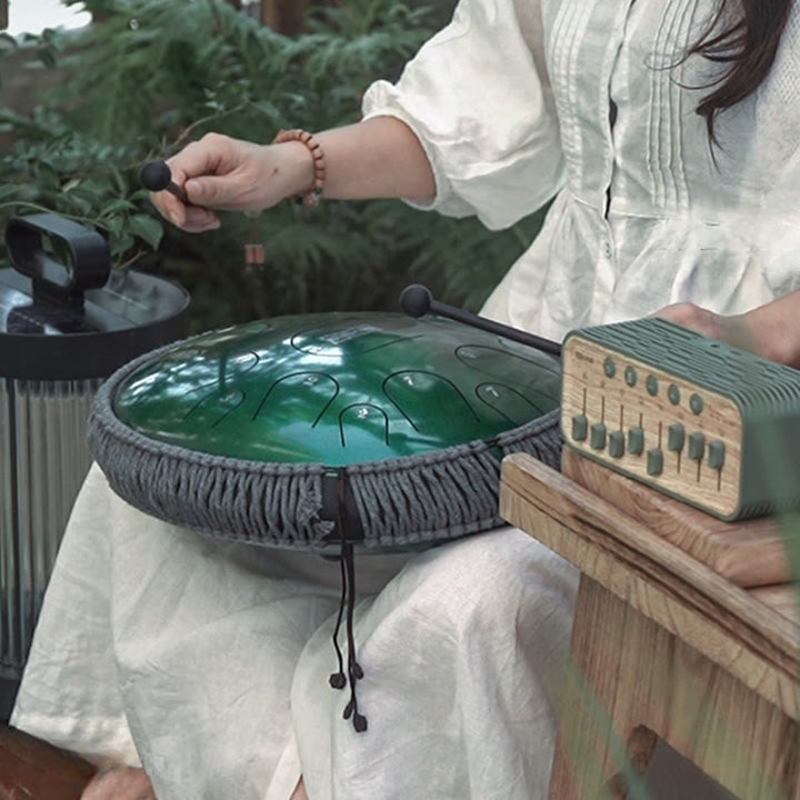 Tambor de lengüeta de acero Buddha Stones , para sanación sonora, meditación y atención plena, 15 notas, instrumento de percusión de 14 pulgadas