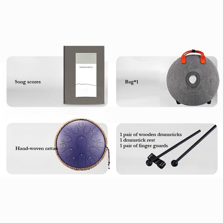 Tambor de lengüeta de acero Buddha Stones , para sanación sonora, meditación y atención plena, 15 notas, instrumento de percusión de 14 pulgadas