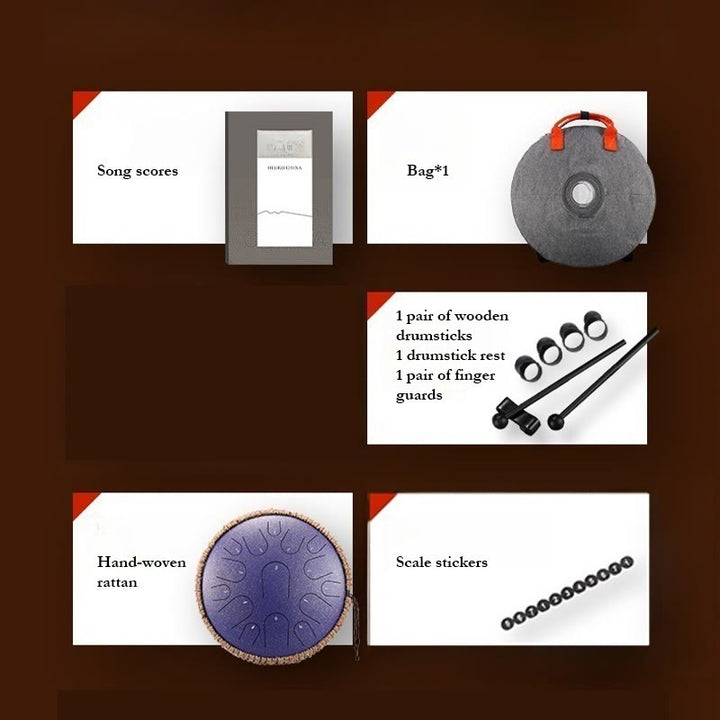 Tambor de lengüeta de acero Buddha Stones , para sanación sonora, meditación y atención plena, 15 notas, instrumento de percusión de 14 pulgadas