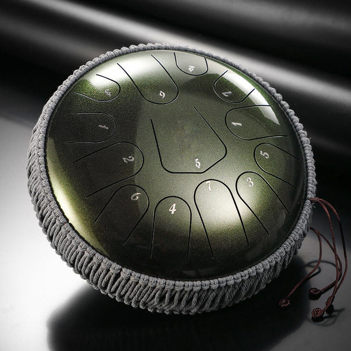 Tambor de lengüeta de acero Buddha Stones, kit de percusión de 12 pulgadas, 13 notas y meditación con sonido curativo