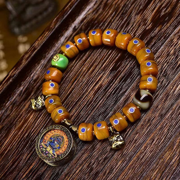 Pulsera de equilibrio positivo con cuerda trenzada y cuentas de hueso tibetano vintage de Buddha Stones