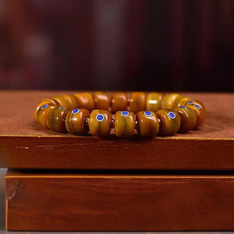 Pulsera de equilibrio positivo con cuerda trenzada y cuentas de hueso tibetano vintage de Buddha Stones