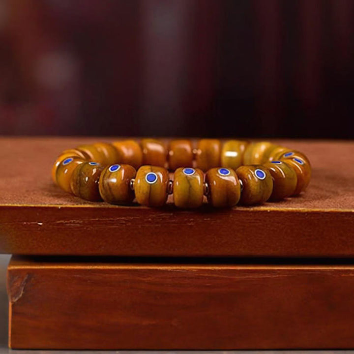 Pulsera de equilibrio positivo con cuerda trenzada y cuentas de hueso tibetano vintage de Buddha Stones