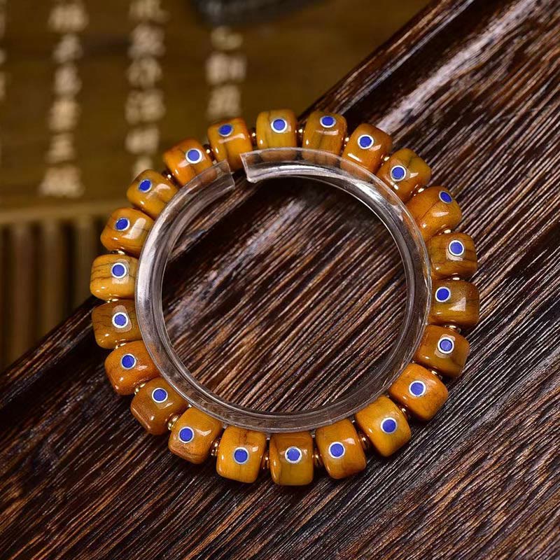 Pulsera de equilibrio positivo con cuerda trenzada y cuentas de hueso tibetano vintage de Buddha Stones