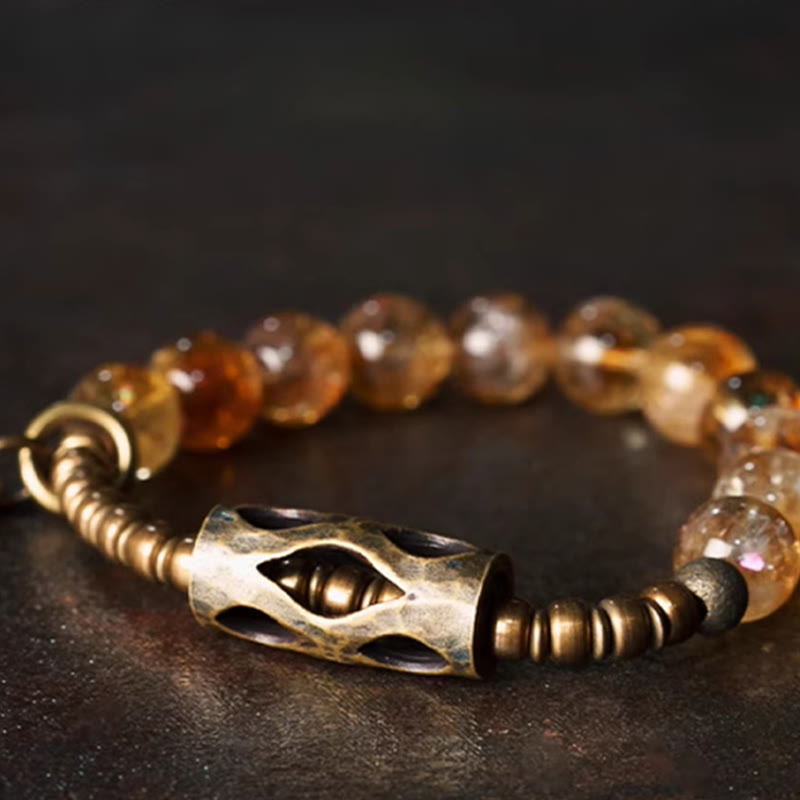 Pulsera de protección retro diaria Buddha Stones con cuentas de citrino de 10 mm