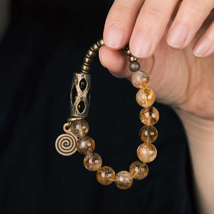 Pulsera de protección retro diaria Buddha Stones con cuentas de citrino de 10 mm