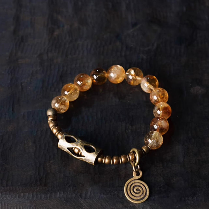 Pulsera de protección retro diaria Buddha Stones con cuentas de citrino de 10 mm
