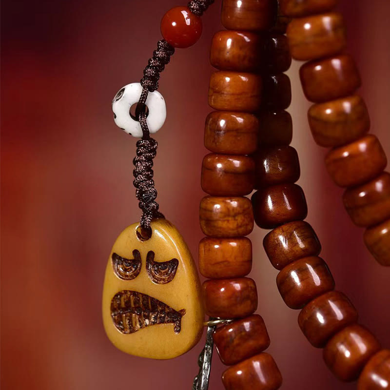 Mala de fuerza de 108 cuentas de hueso tibetano con Buddha Stones y cuentas Dzi