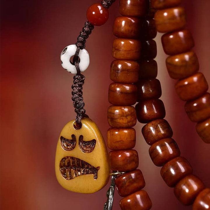 Mala de fuerza de 108 cuentas de hueso tibetano con Buddha Stones y cuentas Dzi