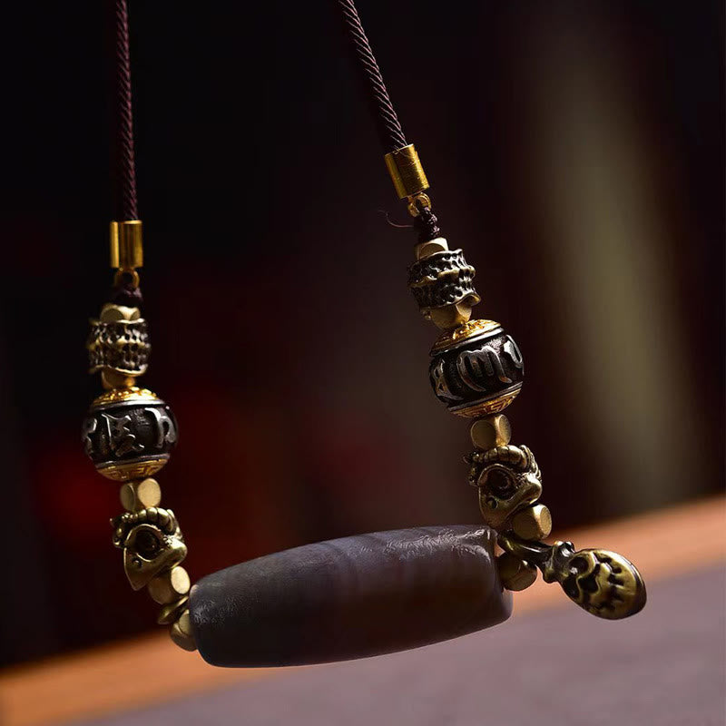 Buddha Stones Tíbet Dzi Bead Om Mani Padme Hum Protección Collar Colgante - image 2