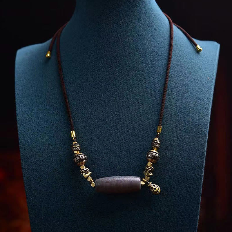 Buddha Stones Tíbet Dzi Bead Om Mani Padme Hum Protección Collar Colgante - image 6