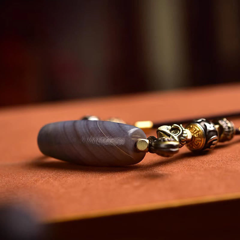 Buddha Stones Tíbet Dzi Bead Om Mani Padme Hum Protección Collar Colgante - image 5