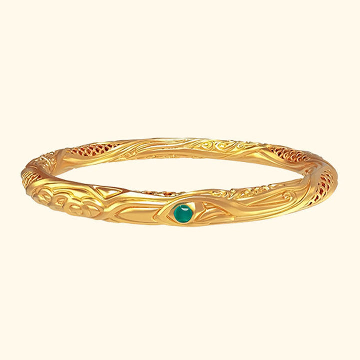 Buddha Stones Pulsera de bendición con diseño hueco de flor dorada de plata de ley 999