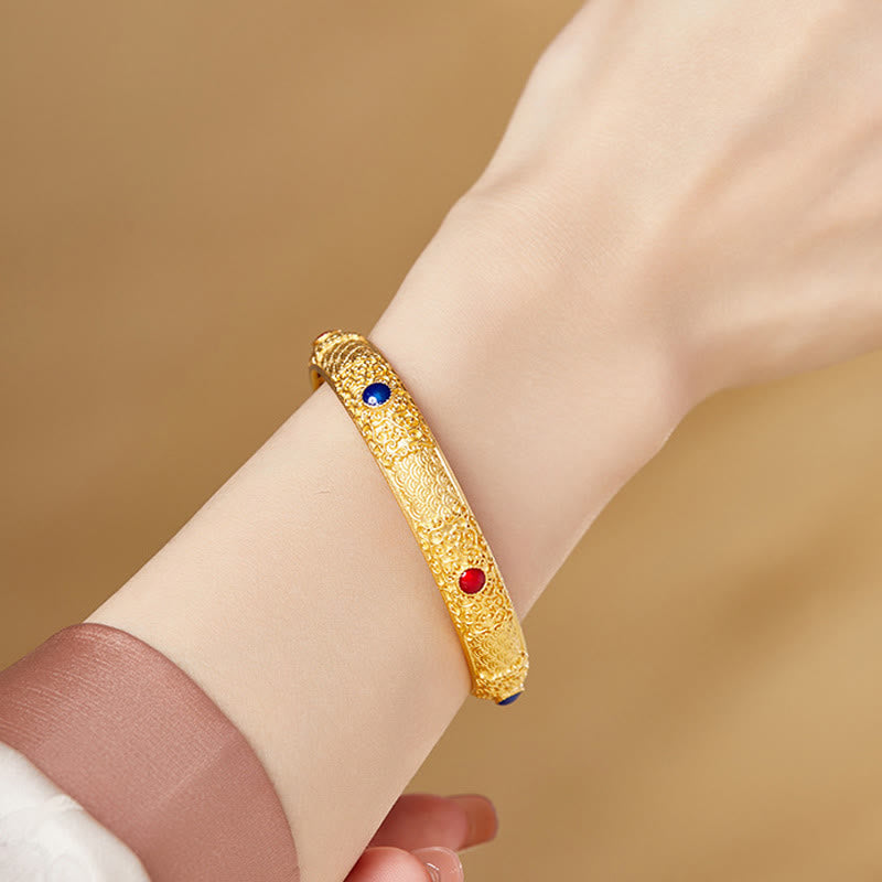 Pulsera de protección con diseño hueco de nubes doradas y Buddha Stones en plata de ley 925, 56 mm (2,20 pulgadas)