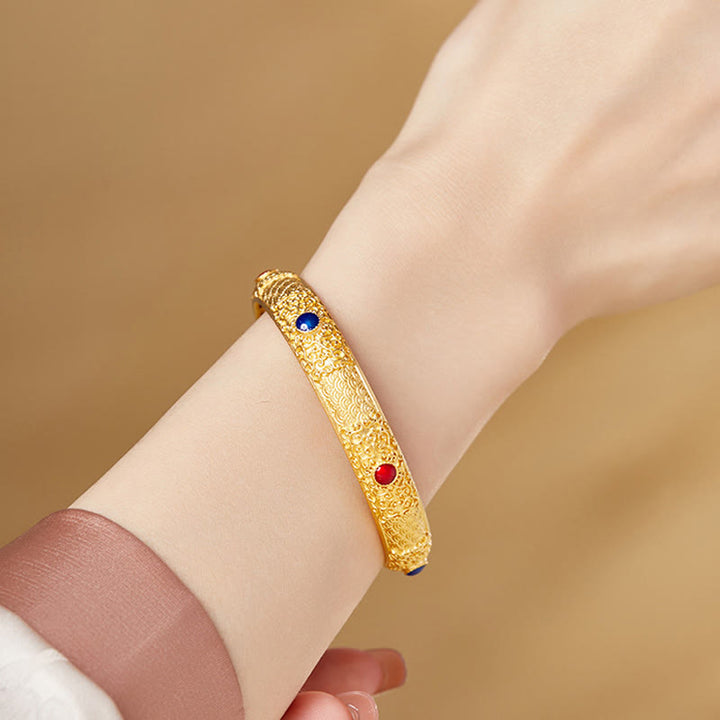 Pulsera de protección con diseño hueco de nubes doradas y Buddha Stones en plata de ley 925, 56 mm (2,20 pulgadas)