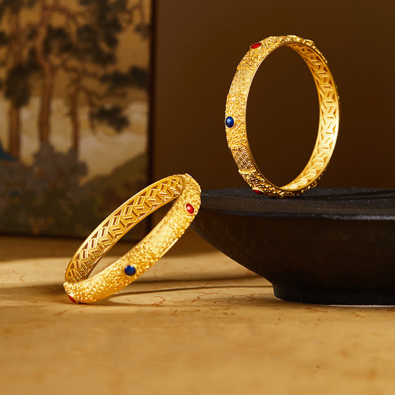 Pulsera de protección con diseño hueco de nubes doradas y Buddha Stones en plata de ley 925, 56 mm (2,20 pulgadas)