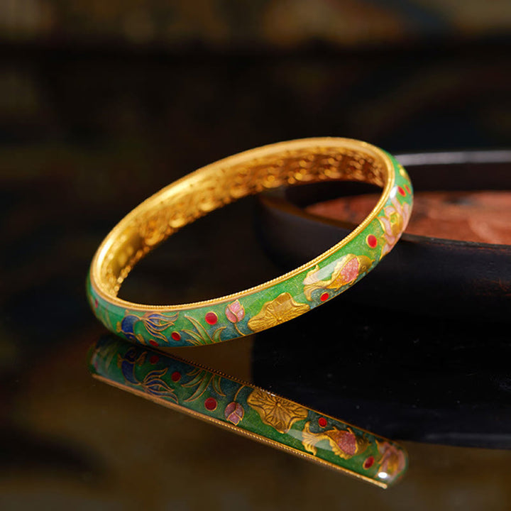 Pulsera de plata de ley 999 con diseño hueco de pez koi y loto , Buddha Stones, 58 mm (2,28 pulgadas)