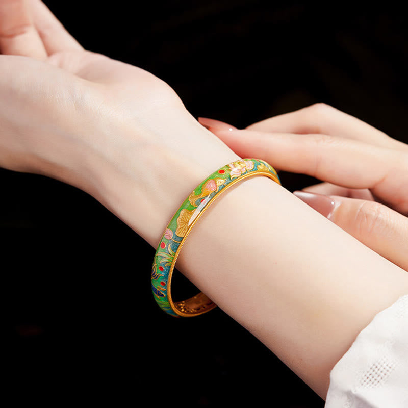 Pulsera de plata de ley 999 con diseño hueco de pez koi y loto , Buddha Stones, 58 mm (2,28 pulgadas)