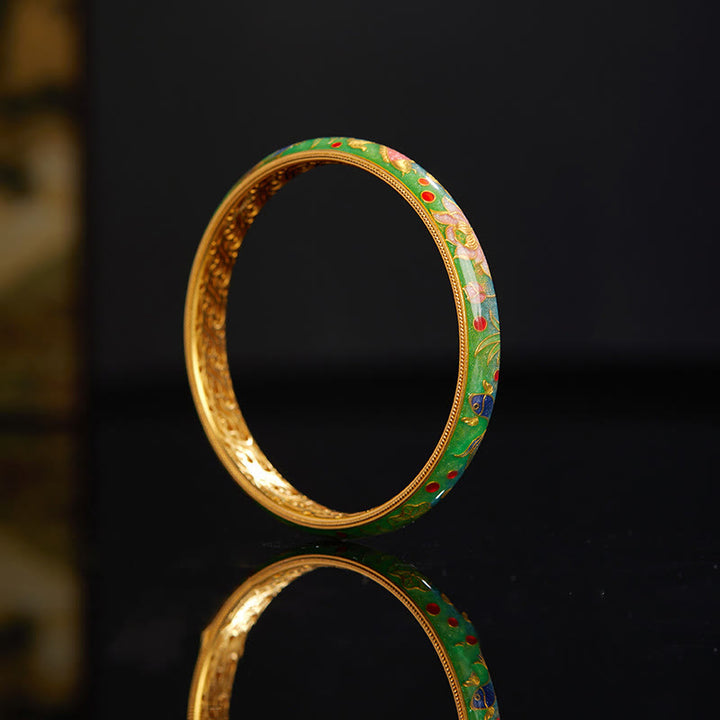 Pulsera de plata de ley 999 con diseño hueco de pez koi y loto , Buddha Stones, 58 mm (2,28 pulgadas)